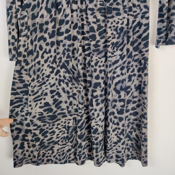 Lot of 2 Soma Animal Print Stretch Jersey Knit Midi Dresses Medium Gray Comfort - Picture 4 of 14